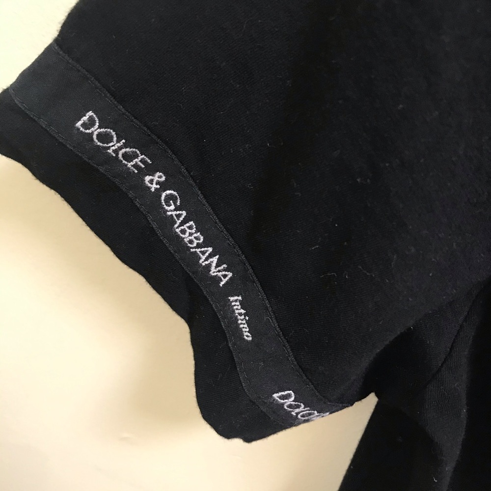 Dolce & Gabbana D&G Logo Vintage 90s L Top T Shirt Stretch Long Tunic Black Goth - Picture 7 of 16